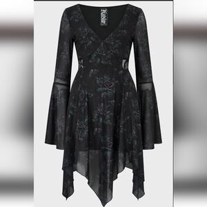 Killstar Black Floral Long Sleeve Dress